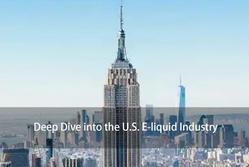 us-e-liquid-industry-deep-dive Skyline image featuring the Empire State Building with the title 'Deep Dive into the U.S. E-liquid Industry,' introducing an article exploring the U.S. market trends and regulations.